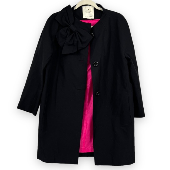 SOLD Kate Spade Kendall Black Bow Coat Size Medium - Picture 3 of 7